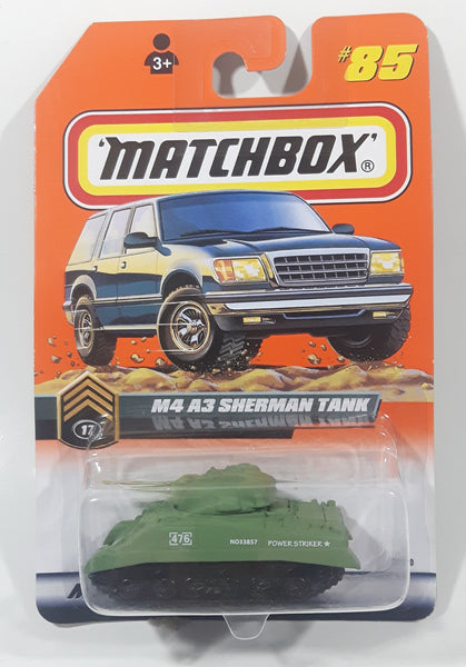 1998 Matchbox M4 A3 Sherman Tank Army Green Die Cast Toy Car Vehicle New in Package