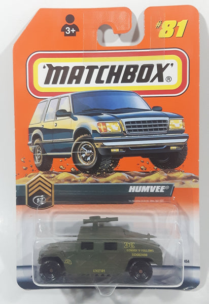 1998 Matchbox Humvee Army Green Die Cast Toy Car Vehicle New in Package