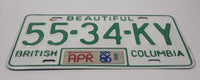 Vintage 1986 British Columbia Expo 86 White with Green Letters Vehicle License Plate 55 34 KY