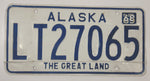 Vintage 1968 Alaska The Great Land White with Blue Letters Vehicle License Plate LT27065