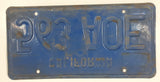 Vintage 1969 to 1980 California Blue with Yellow Letters Vehicle License Plate 563 A0E
