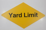 Yard Limit Yellow Diamond Shaped 9 1/8" x 14 7/8" Plastic Railroad Railway Sign
