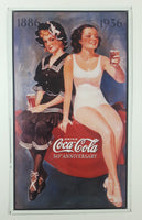 1886 to 1936 Drink Coca Cola 50th Anniversary 9 1/2" x 16" Tin Metal Sign