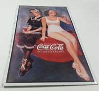 1886 to 1936 Drink Coca Cola 50th Anniversary 9 1/2" x 16" Tin Metal Sign