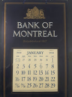 Rare Antique 1938 Bank of Montreal Calendar in Frame 11 1/2" x 14 1/4"
