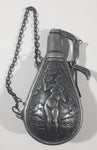 Vintage Antique Reproduction Bulb Shaped Embossed Grecian Style Nude Goddess and God Pewter Metal Rifle Gun Powder Flask Bottle