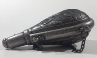 Vintage Antique Reproduction Bulb Shaped Embossed Grecian Style Nude Goddess and God Pewter Metal Rifle Gun Powder Flask Bottle