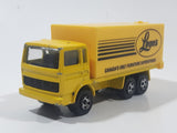 Majorette Leon's Canada's Only Furniture Superstores Semi Truck Yellow 1/100 Scale Die Cast Toy Car Vehicle with Opening Rear Doors