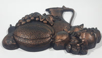 Vintage 1975 MCMLXXV Syroco Dart Ind. 7381 Lidded Pitcher Jug with Fruits and Vegetables Copper Toned 3D Plastic Wall Decor Plaque