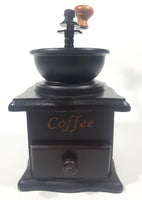 Vintage Style Metal and Plastic Top Engraved Lettering Wood Based Coffee Grinder