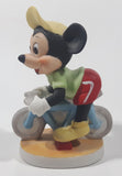 Vintage Walt Disney Productions Mickey Mouse Riding A Bicycle 4" Tall Porcelain Ceramic Figurine