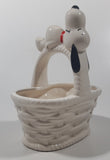 Vintage United Features Syndicate Charles Schulz Peanuts Snoopy 5 1/2" Tall Ceramic White Basket Made in Japan
