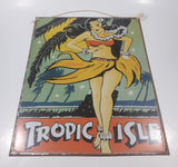 2004 Tropic Isle Hula Girl Dancing 12 1/4" x 15" Tin Metal Sign