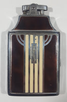 Rare Version Antique 1938 Ronson Mastercase Faux Tortoise Shell Enamel and Chrome Art Deco Design Cigarette Case and Lighter Combo