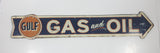 Vintage Style Gulf Gas and Oil Arrow Shaped 4" x 20" Embossed Metal Sign