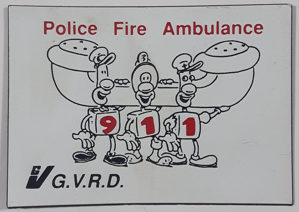 G.V.R.D. Greater Vancouver Regional District Police Fire Ambulance 911 1 5/8" x 2 3/8" Thin Rubber Fridge Magnet