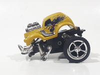 New Ray Monster Truck Gold with Dragons Pull Back Action Die Cast Toy Car Vehicle Missing Front Wheels