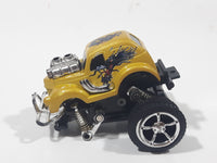 New Ray Monster Truck Gold with Dragons Pull Back Action Die Cast Toy Car Vehicle Missing Front Wheels