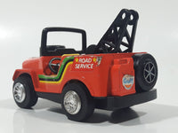 Vintage Polistil Super Jeep Tow Truck Road Service Gulf Orange Pressed Steel and Plastic Die Cast Toy Car Vehicle