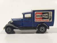Vintage 1982 Matchbox SuperFast Model A Ford Champion Spark Plugs Blue Die Cast Toy Classic Antique Car Delivery Vehicle