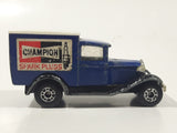 Vintage 1982 Matchbox SuperFast Model A Ford Champion Spark Plugs Blue Die Cast Toy Classic Antique Car Delivery Vehicle