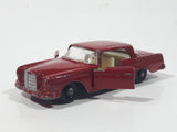 Vintage 1960s Lesney Matchbox Series No. 53 Mercedes-Benz 220 SE Dark Red Die Cast Toy Car Vehicle with Opening Doors