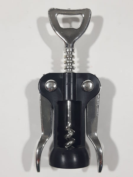 Black Plastic and Metal Corkscrew Wine Bottle Opener 3 1/2" Long Fridge Magnet