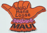 Maui Hang Loose Hand sign Shaped Orange 2" x 2 1/2" Rubber Fridge Magnet