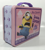 2016 Universal Illumination Entertainment Despicable Me Minions Has Cupcake... Knows Karate! Pink Embossed Tin Metal Lunch Box