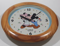 Vintage Lorus Quartz The Walt Disney Company Mickey Mouse and Minnie Mouse 10 3/4" Circular Wood Framed Wall Clock