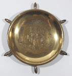 Vintage A Welsh Lady Ship Captain's Wheel Style 6" Engraved Brass Metal Dish