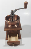 Vintage Style Wood and Copper Toned Metal Coffee Grinder Mill 7 1/2" Tall