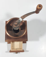Vintage Style Wood and Copper Toned Metal Coffee Grinder Mill 7 1/2" Tall