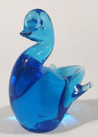 Cute Blue Art Glass Paperweight Swan Bird 3 1/4" Tall