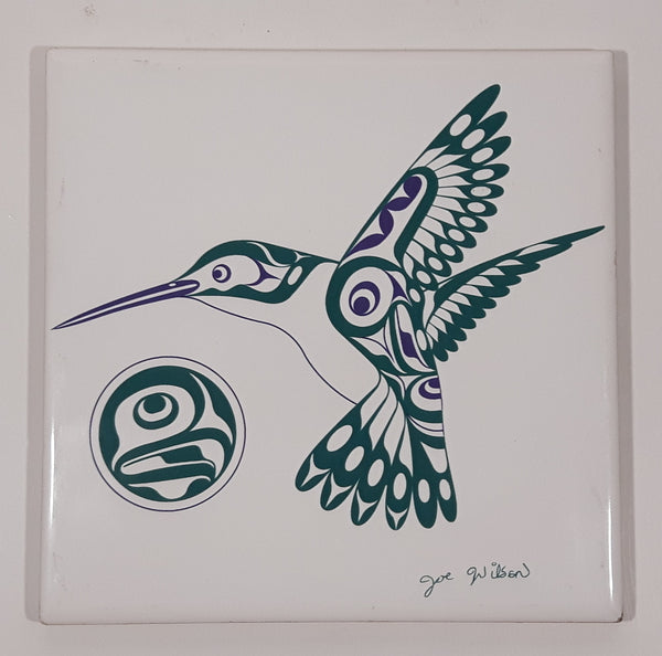 Joe Wilson Hummingbird Aboriginal Artwork 6" x 6" Ceramic Tile Trivet