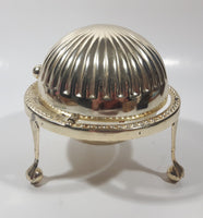 Vintage Silver Plated Dome Roll Top 4 3/4" Diameter Caviar Butter Serving Dish Made in England
