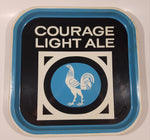 Vintage 1960s Courage Light Ale Beer Rooster Themed Blue Black White 13 5/8" x 13 5/8" Metal Beverage Serving Tray
