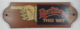 Vintage North Columbia Trading Company Wooden Giftware Restroom This Way Finger Pointing 7" x 20" Wood Wall Plaque Sign