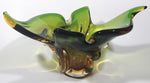 Vintage 1960s Chalet Green and Amber Orange Brown 11 3/4" Art Glass Dish