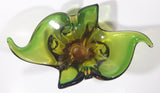 Vintage 1960s Chalet Green and Amber Orange Brown 11 3/4" Art Glass Dish