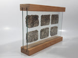 Very Rare Los Cabos Mexico Set of 6 Museum Reproduction Mayan Glipho Glypho 8 3/4" Wide Wood and Glass Display
