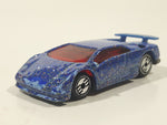 1992 Hot Wheels Lamborghini Diablo Blue with Red Glitter Die Cast Toy Exotic Sports Car Vehicle