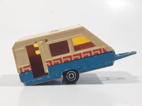 Vintage Majorette No. 325 Caravane Camper Traiper Blue and White 1/70 Scale Die Cast Toy Car Vehicle with Opening Door