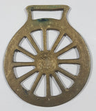 Antique Wagon Wheel Themed Horse Brass 2 3/4" x 3 1/4"