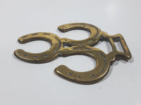 Antique Triple Horseshoe Themed Horse Brass 3" x 3 3/4"