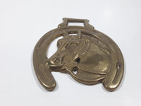 Antique Horse Head in Horseshoe Horse Brass 3 3/8" x 4 1/4"