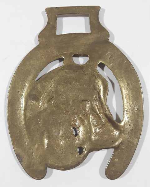 Antique Horse Head in Horseshoe Horse Brass 3 3/8