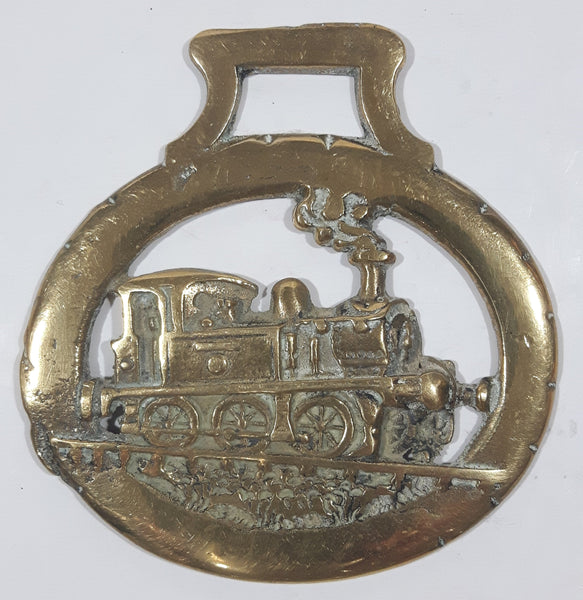 Antique Steam Engine Train Locomotive Horse Brass 3 1/4" x 3 3/8"