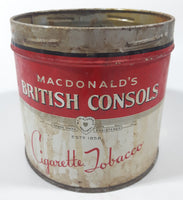 Vintage W.C. Macdonald's British Consols Cigarette Tobacco Red & White Tin Can - No lid