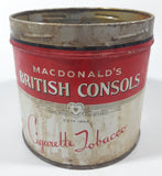 Vintage W.C. Macdonald's British Consols Cigarette Tobacco Red & White Tin Can - No lid